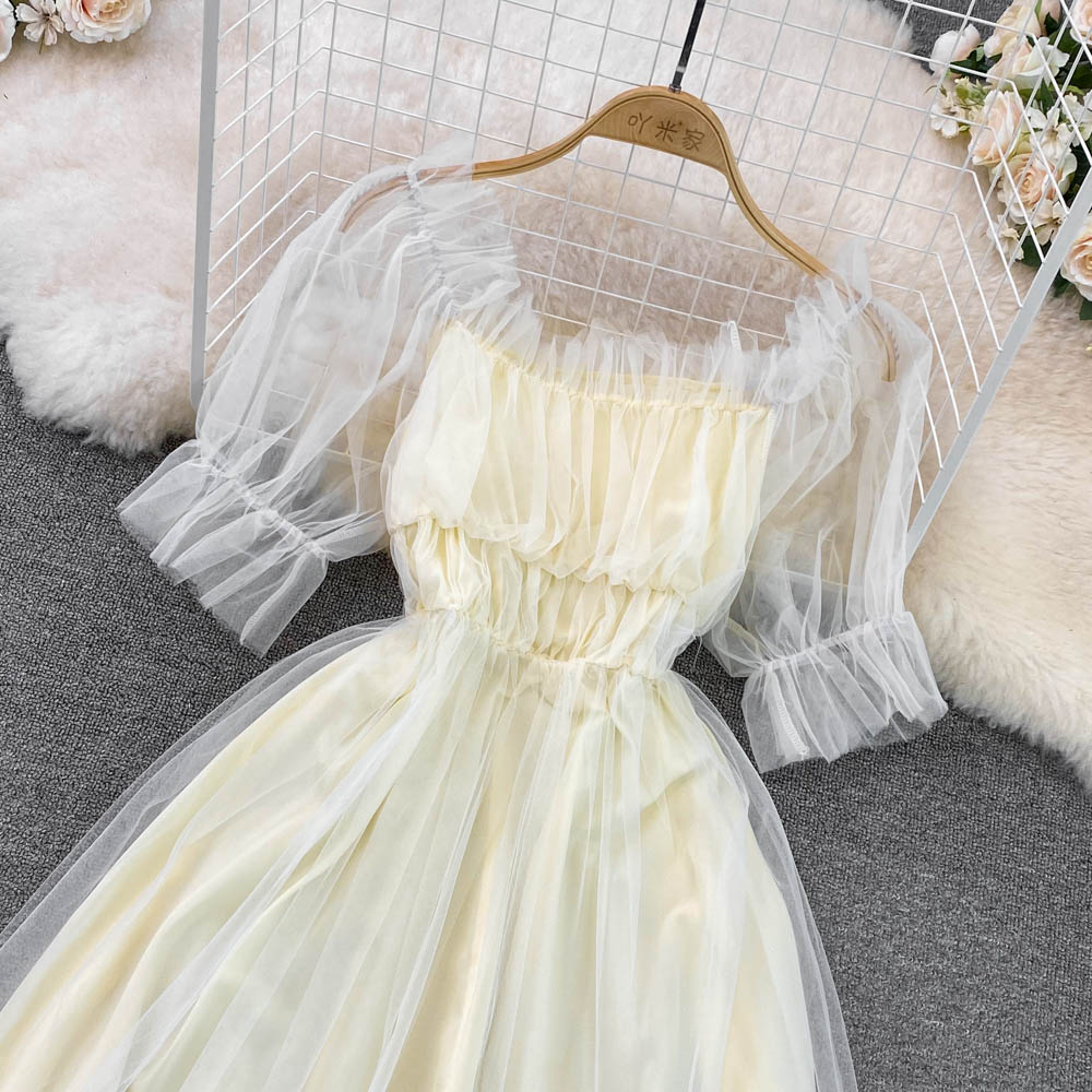 Champagne tulle A line dress fashion dress   S311