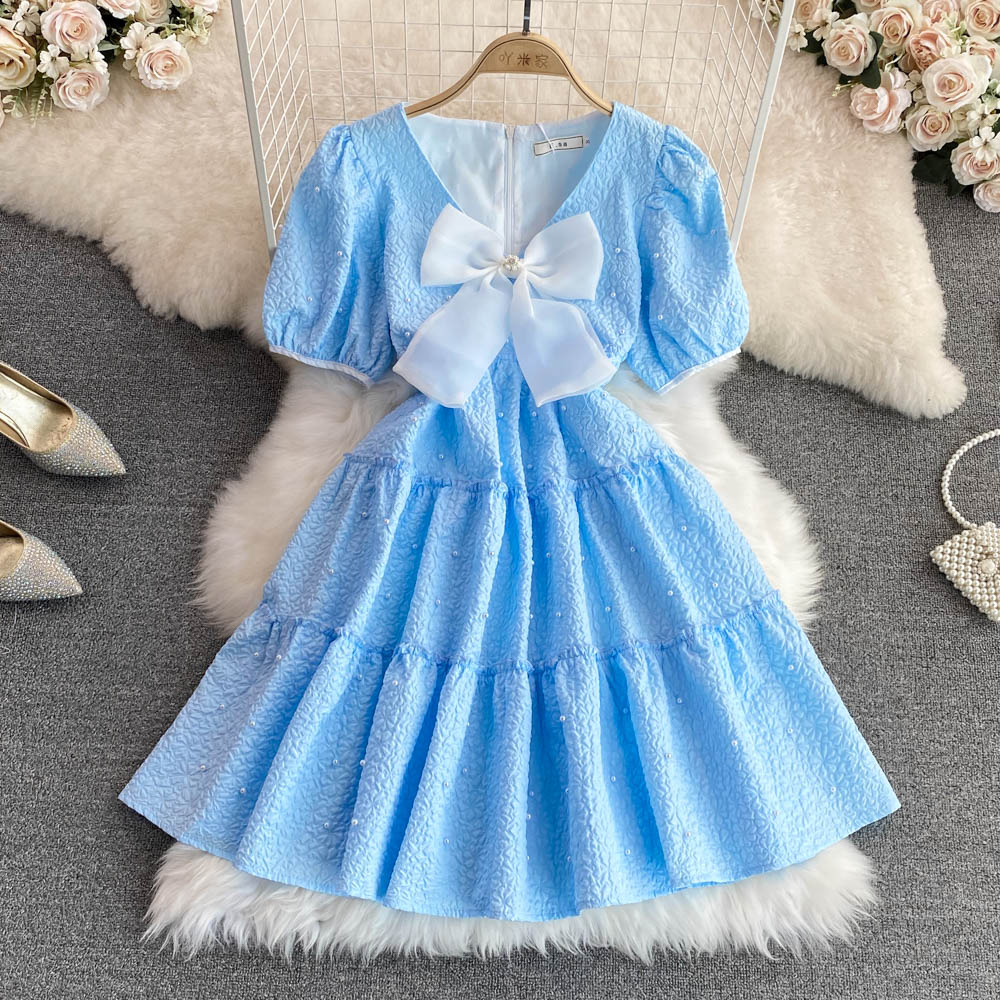 Cute bow A line dress fashion girl dress    S397