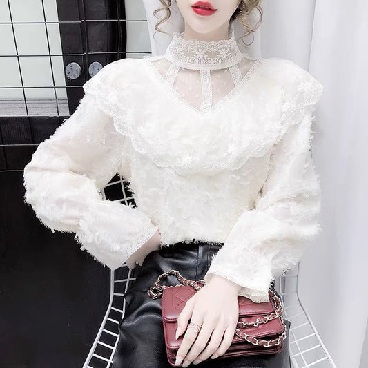 Cute lace long sleeve tops fashion girl tops    S161