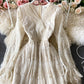 Elegant v neck lace long sleeve dress    S09