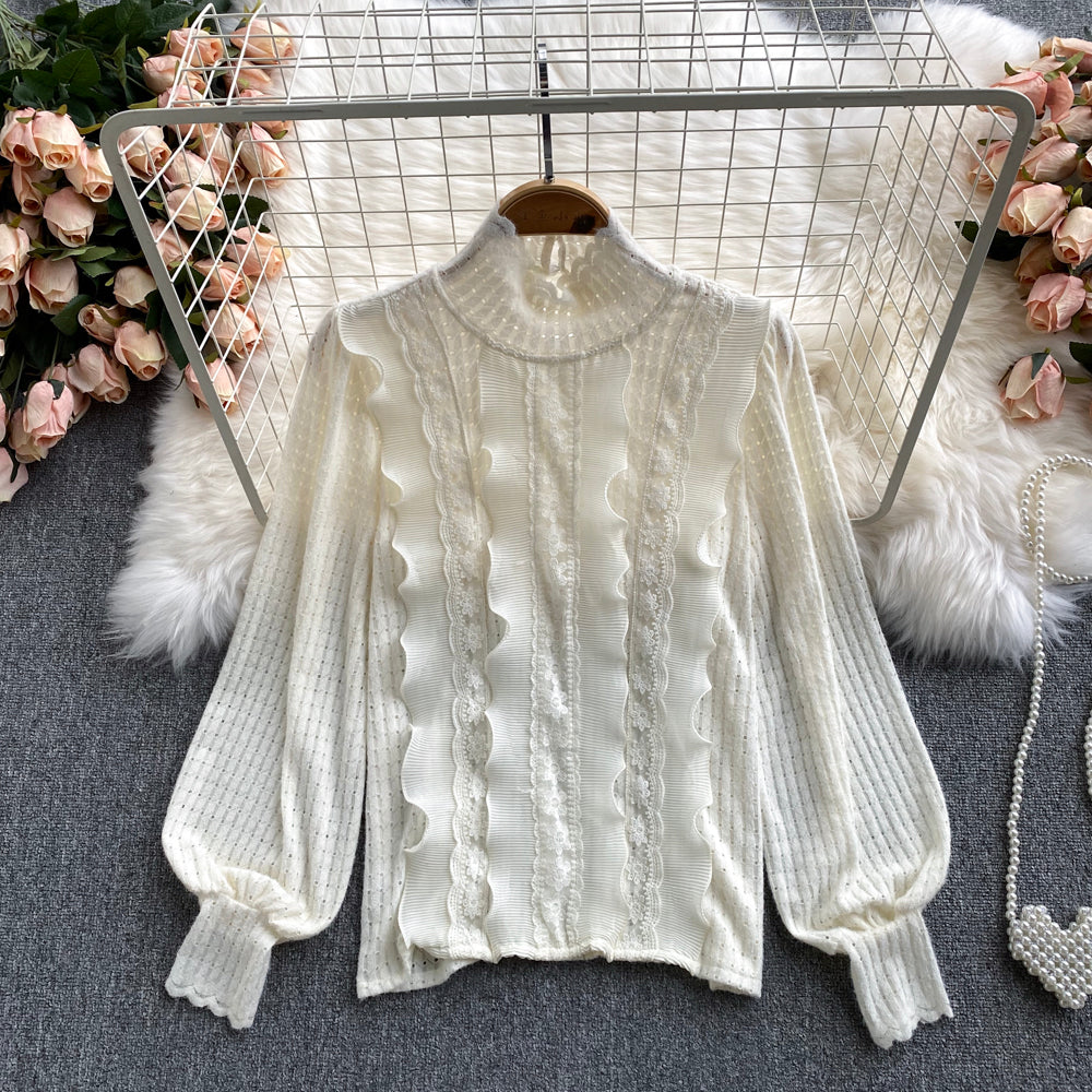 Cute lace long sleeve tops    S530