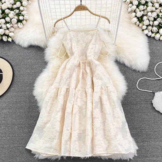 Champagne A line short dress fashion dress     S389