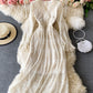 Elegant v neck lace long sleeve dress    S09