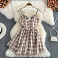 Cute A line plaid dress fashion girl dress     S418