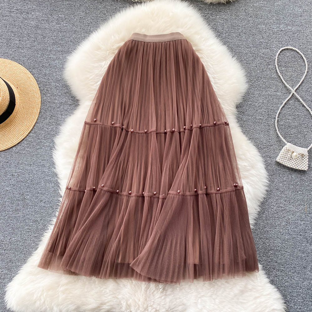 Cute mesh pleated skirt A line fashion skirt      S219