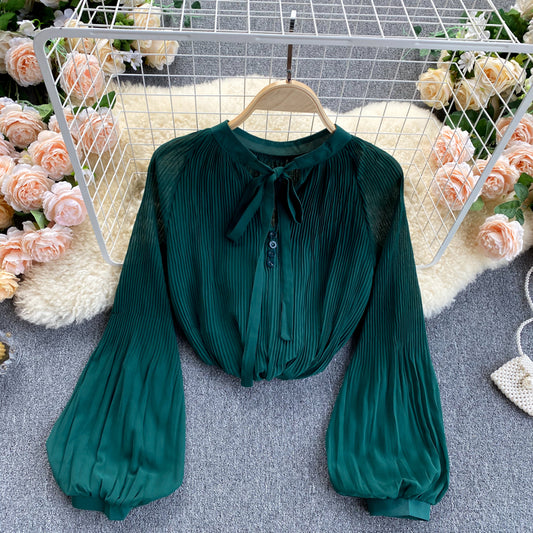 Cute chiffon long sleeve tops    S226