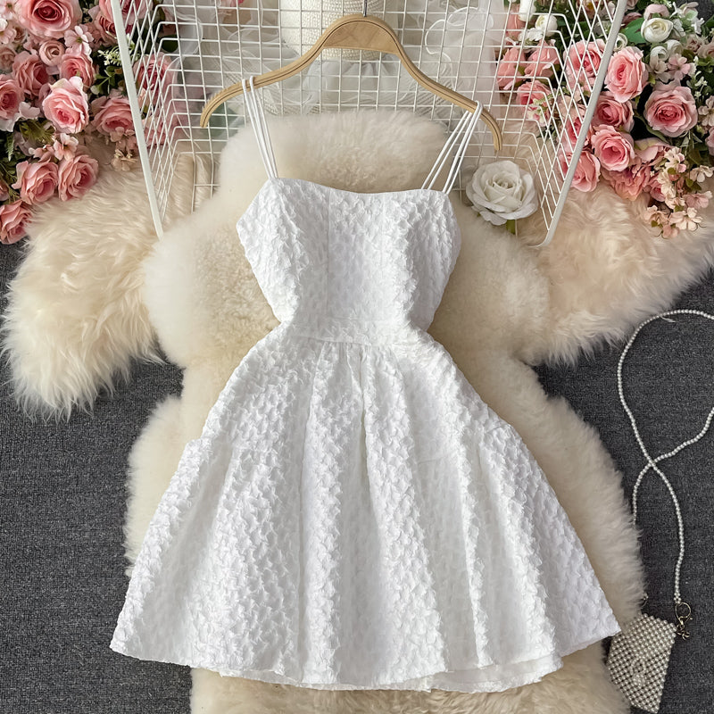 White A line short dress fashion dress      S506