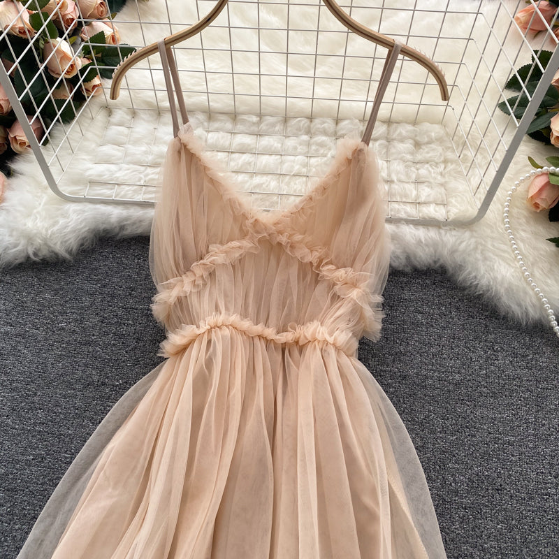 Cute v neck tulle short dress fashion dress  S48