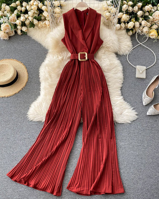 Stylish v-neck sleeveless jumpsuit    S100