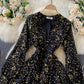 Stylish v neck short dress with stars   S26