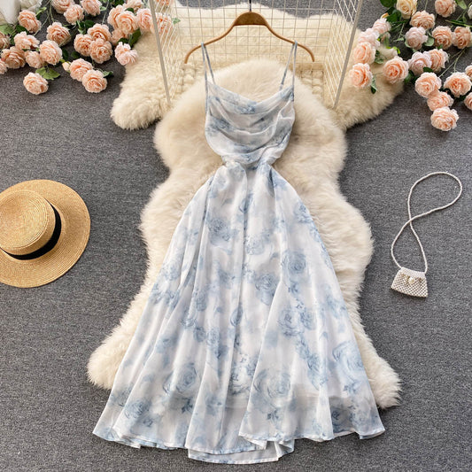 Cute chiffon floral dress A line fashion dress     S146