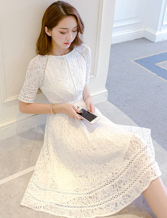 A line lace short dress summer dress     S131