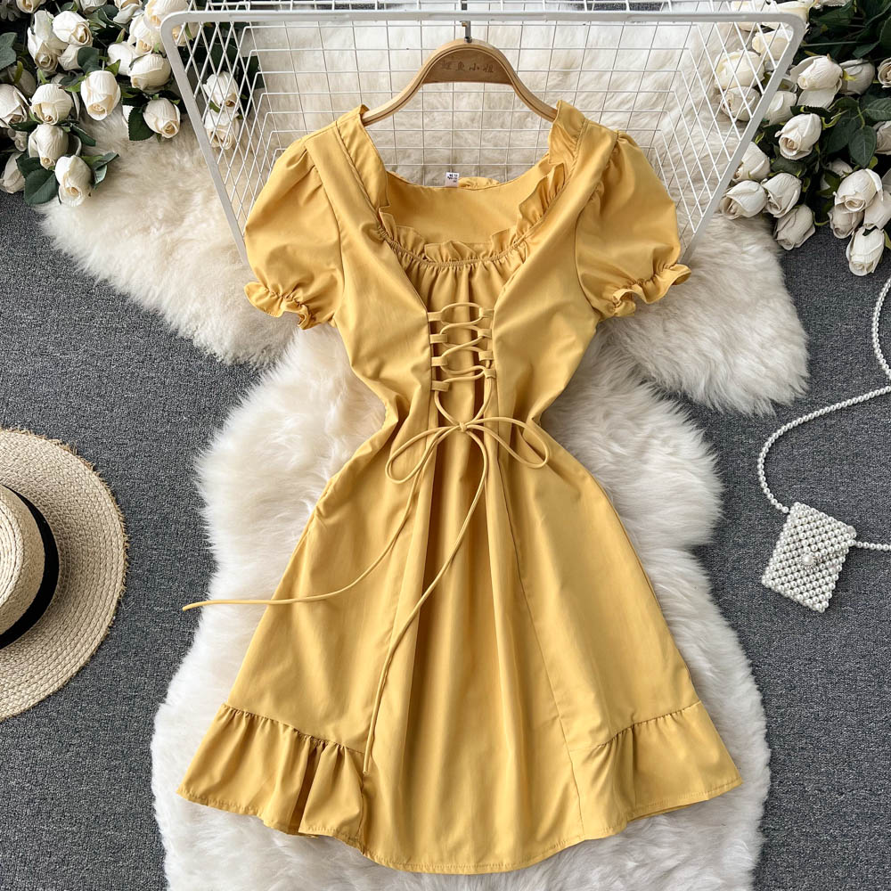 Cute A line lace up dress fashion girl dress   S437