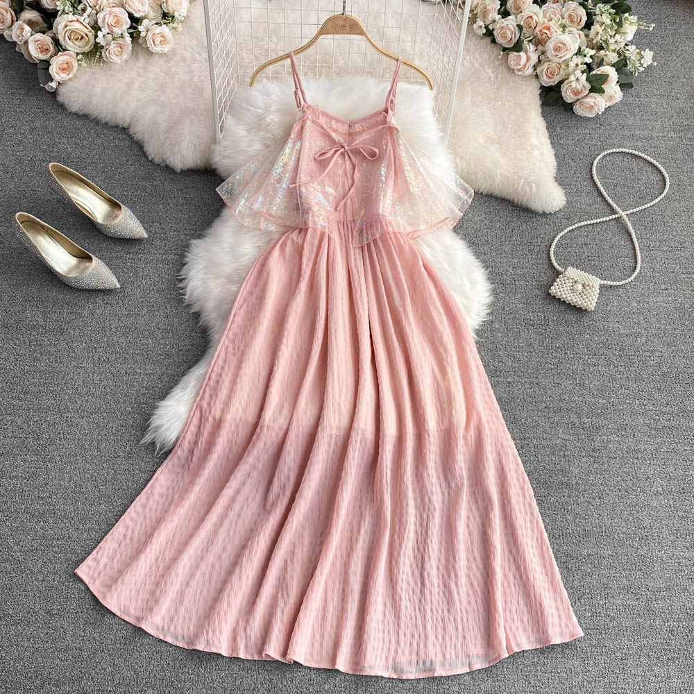 Cute A line fashion dress pink summer dress     S400