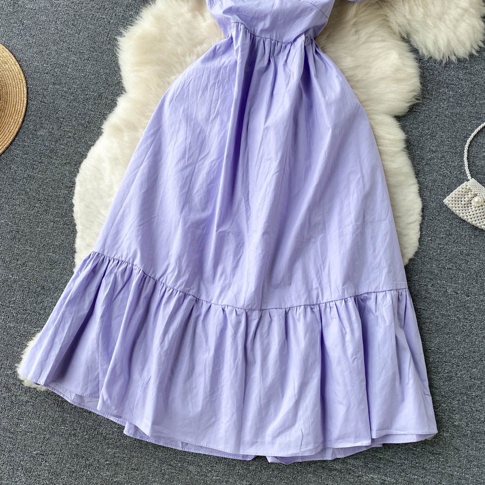 Purple A-line short dress fashion dress     S305