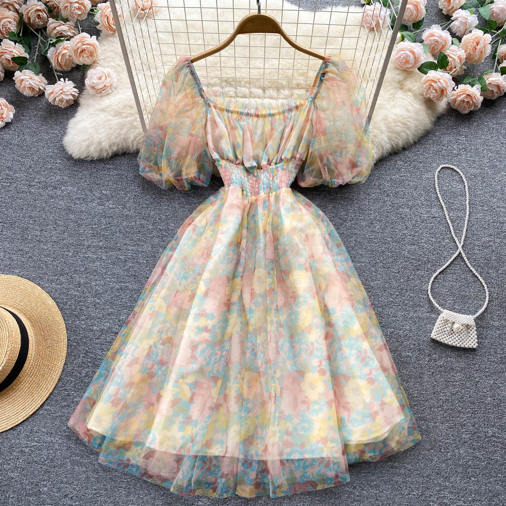 Cute A line floral dress fashion girl dress    S337