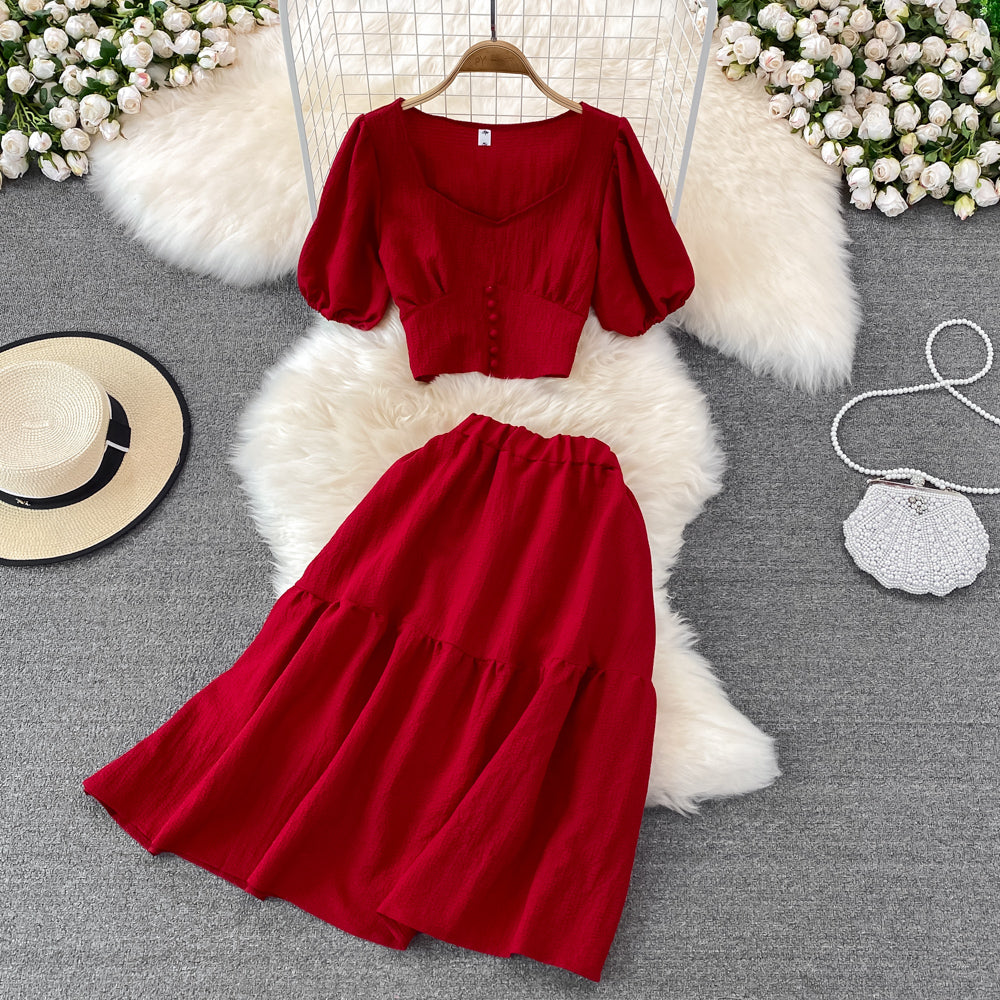 Cute A line two pieces dress fashion dress     S471