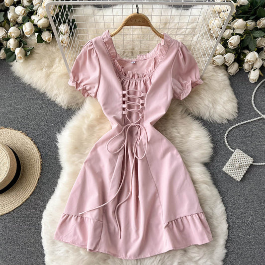 Cute A line lace up dress fashion girl dress   S437