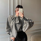 Cute bow houndstooth top   S489