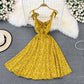 Cute A line floral dress A line short dress       S409