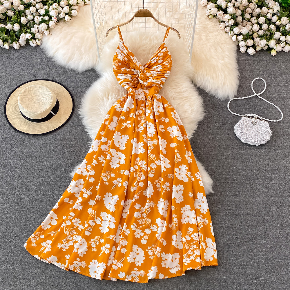 Cute A line floral dress fashion dress    S499