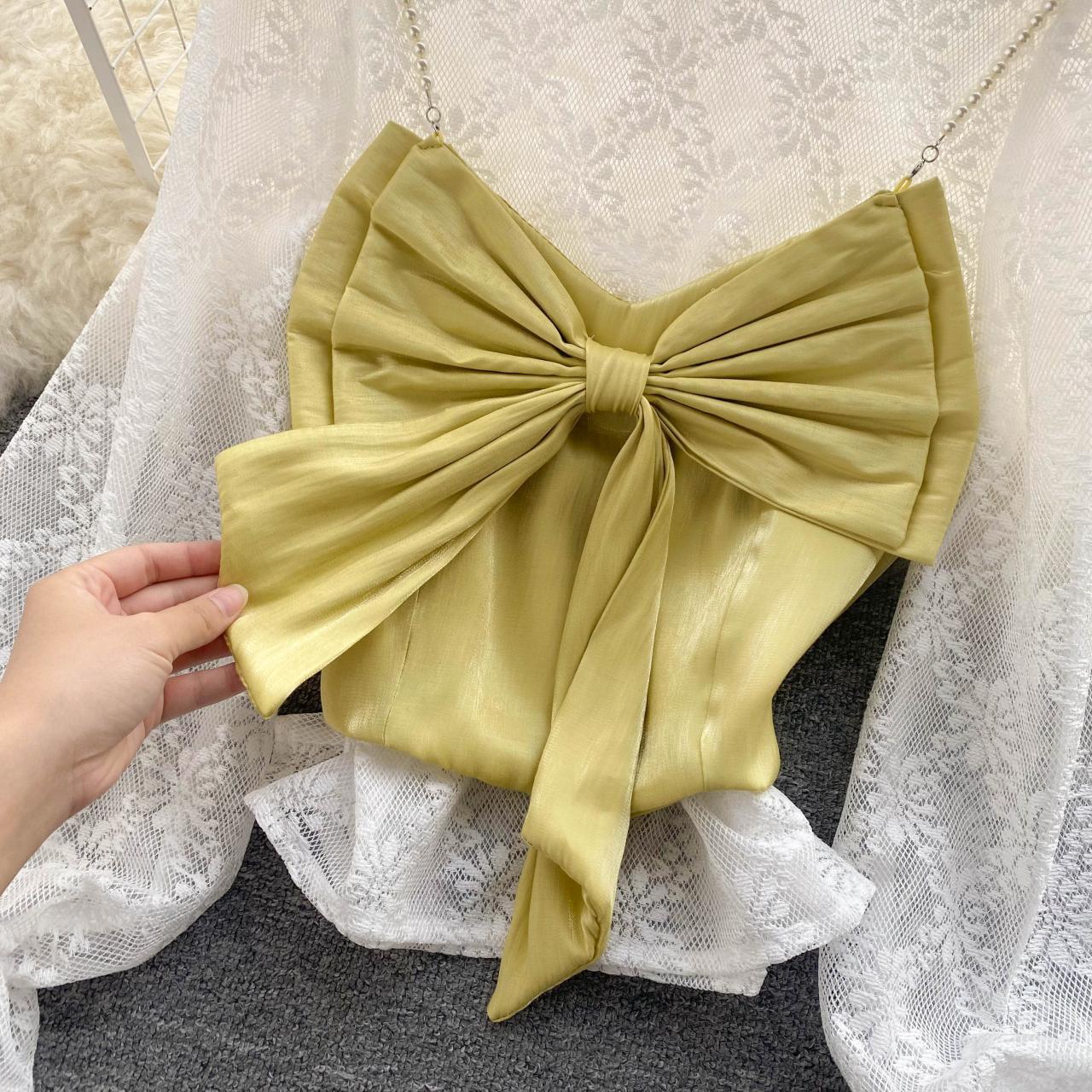 Cute bowknot camisole with loose shirt      S532