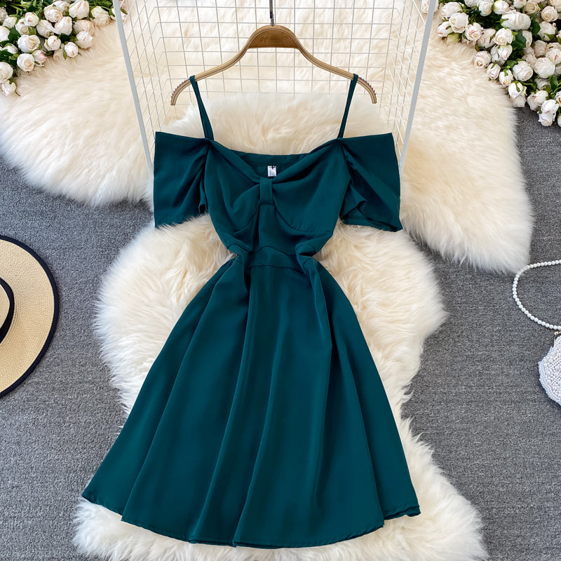 Simple A line off shoulder dress fashion dress    S313