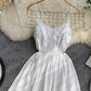 White lace applique backless dress girl dress   S72