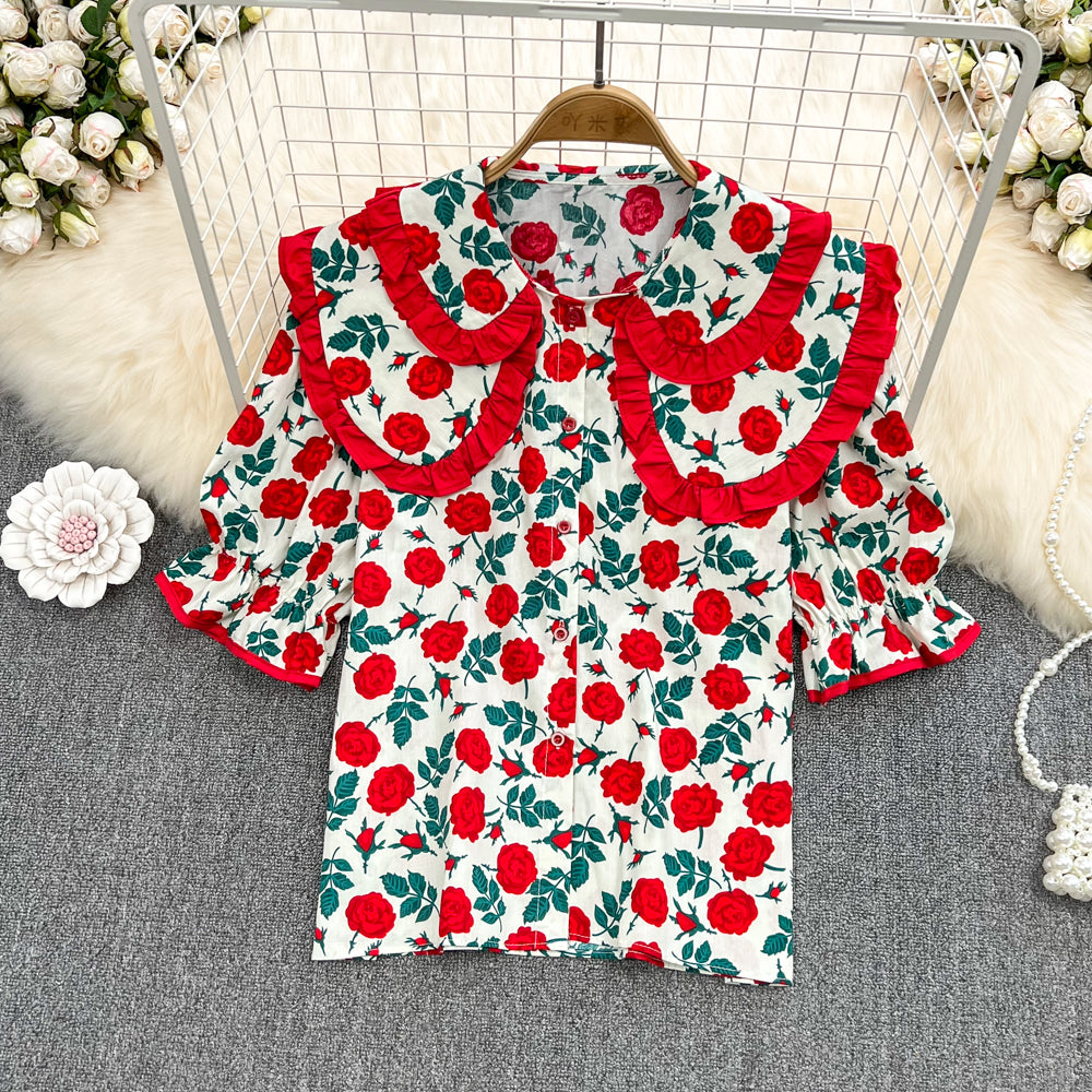 Cute floral tops    S186