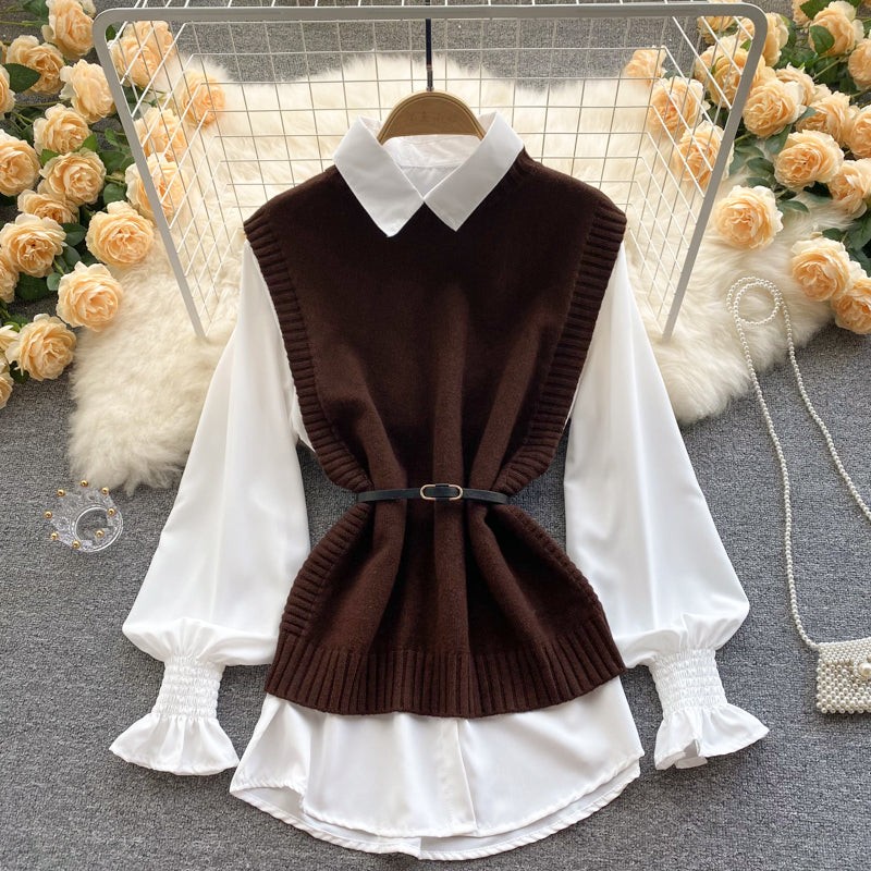 Cute two-piece long sleeve top   S527