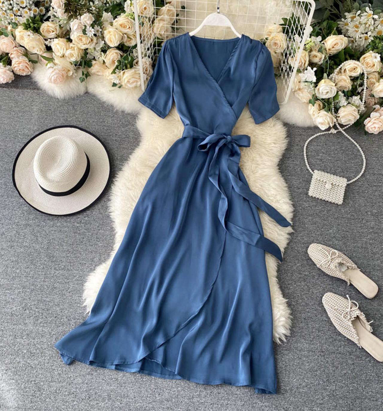 Simple v neck short dress fashion dress  S28