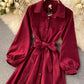 Stylish A line long sleeve dress   S106