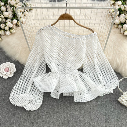 Stylish cutout top one shoulder tops   S381