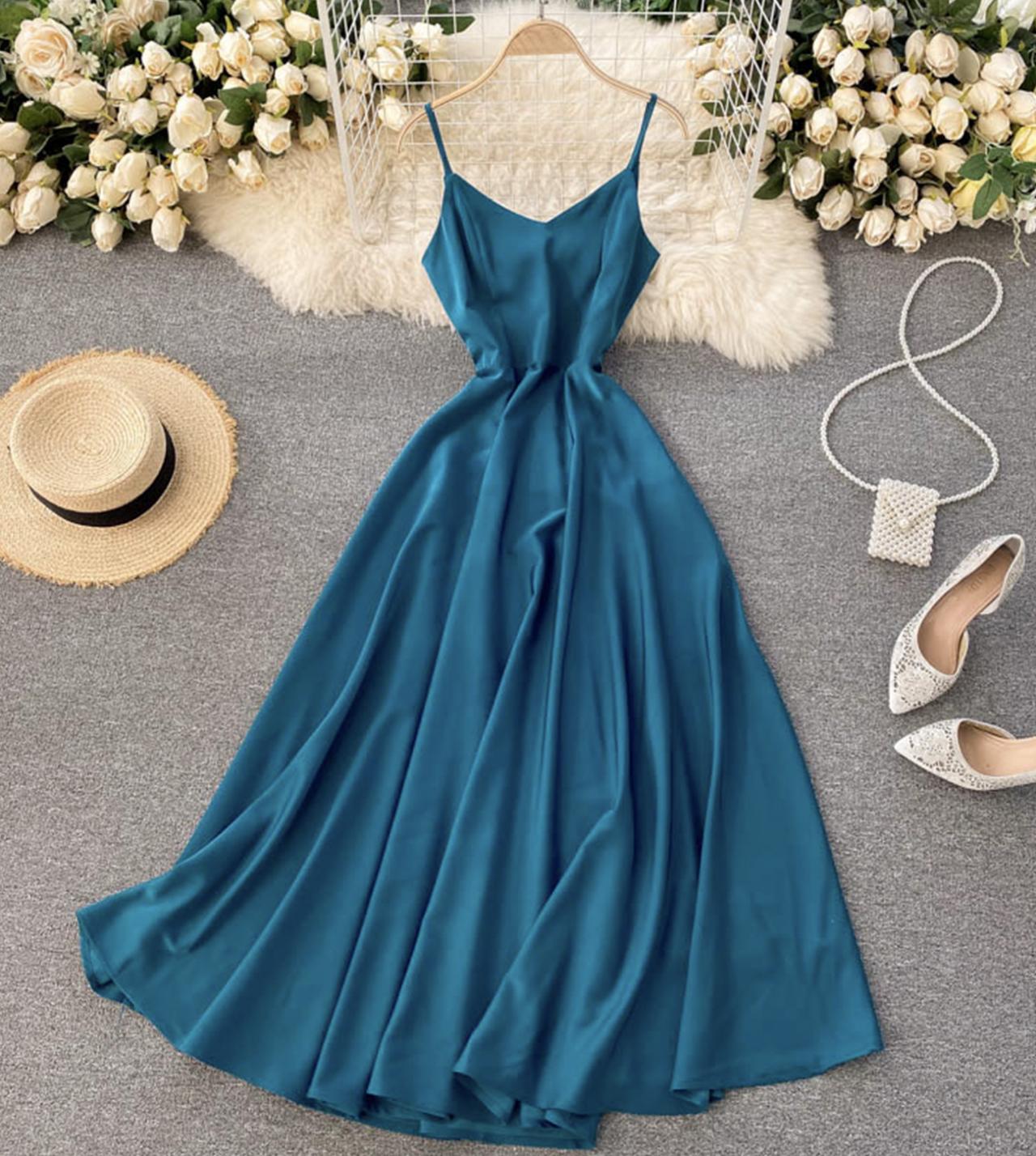 Cute v neck satin dress fashion dress    S125