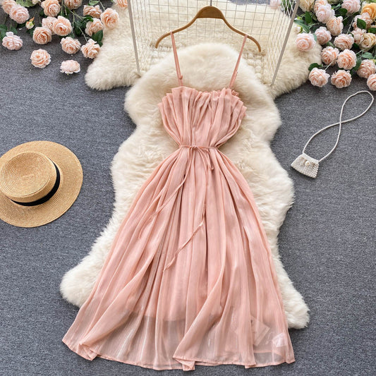 Pink A line short dress fashion dress     S157