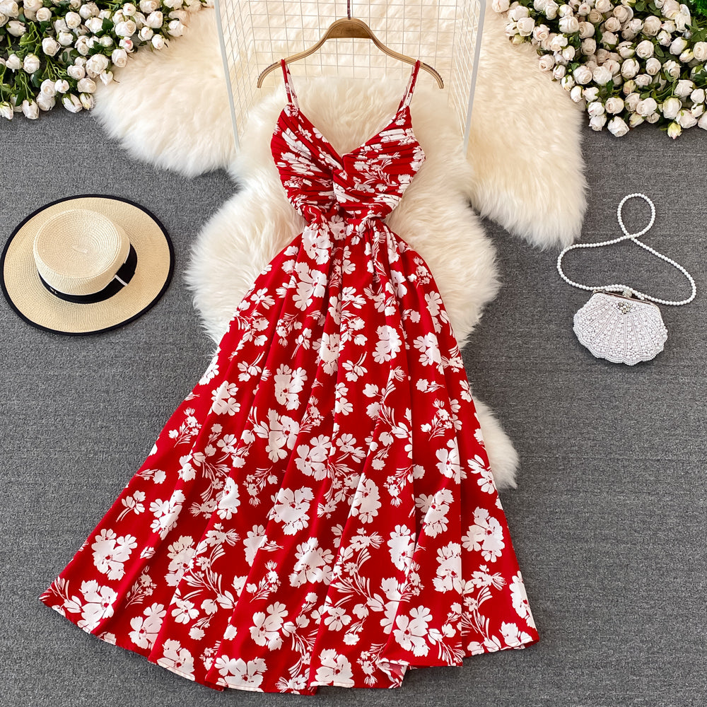 Cute A line floral dress fashion dress    S499