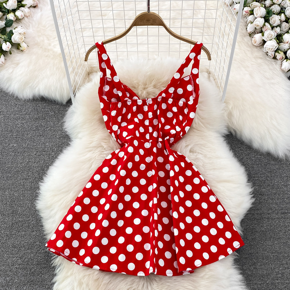 Sexy A-line v-neck polka-dot dress fashion dress    S308