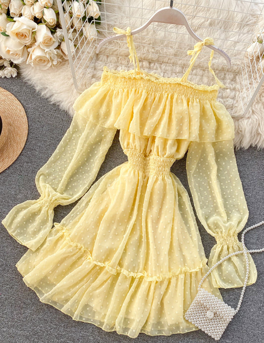 Lovely tulle long sleeve dress     S77