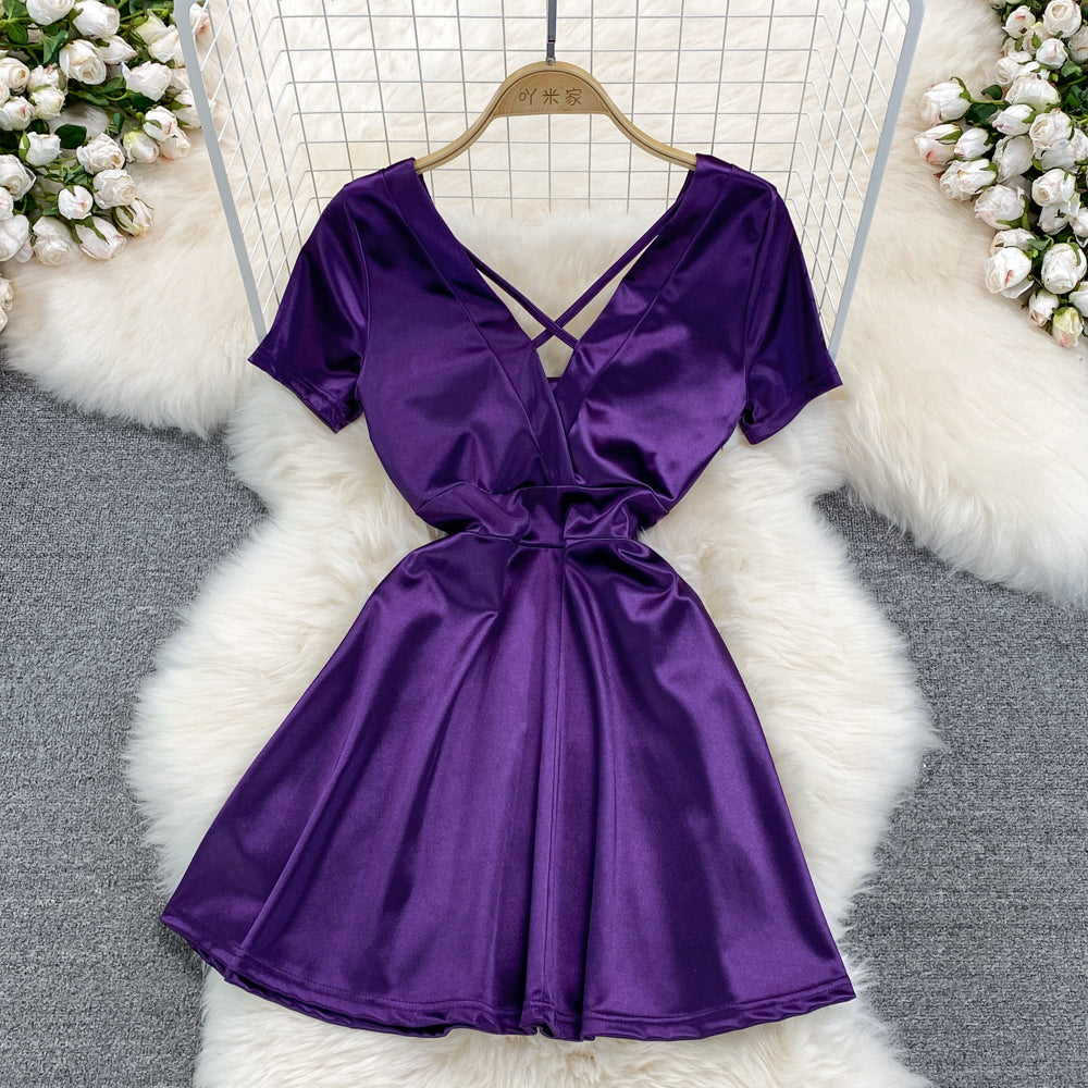 Sexy bow short A line dress fashion dress    S424