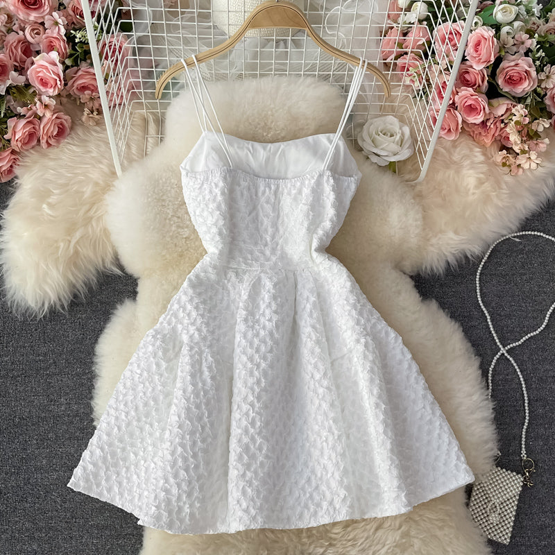 White A line short dress fashion dress      S506