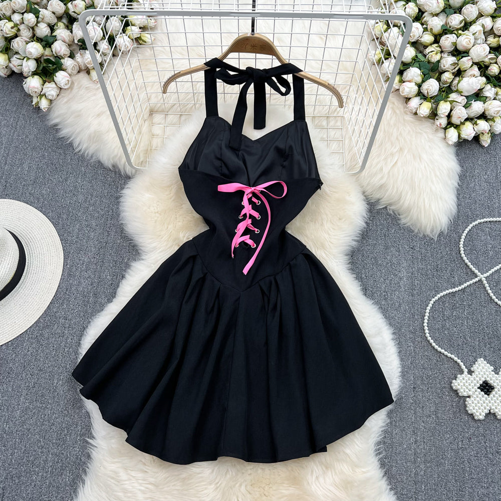 Black A line short dress fashion dress    S315