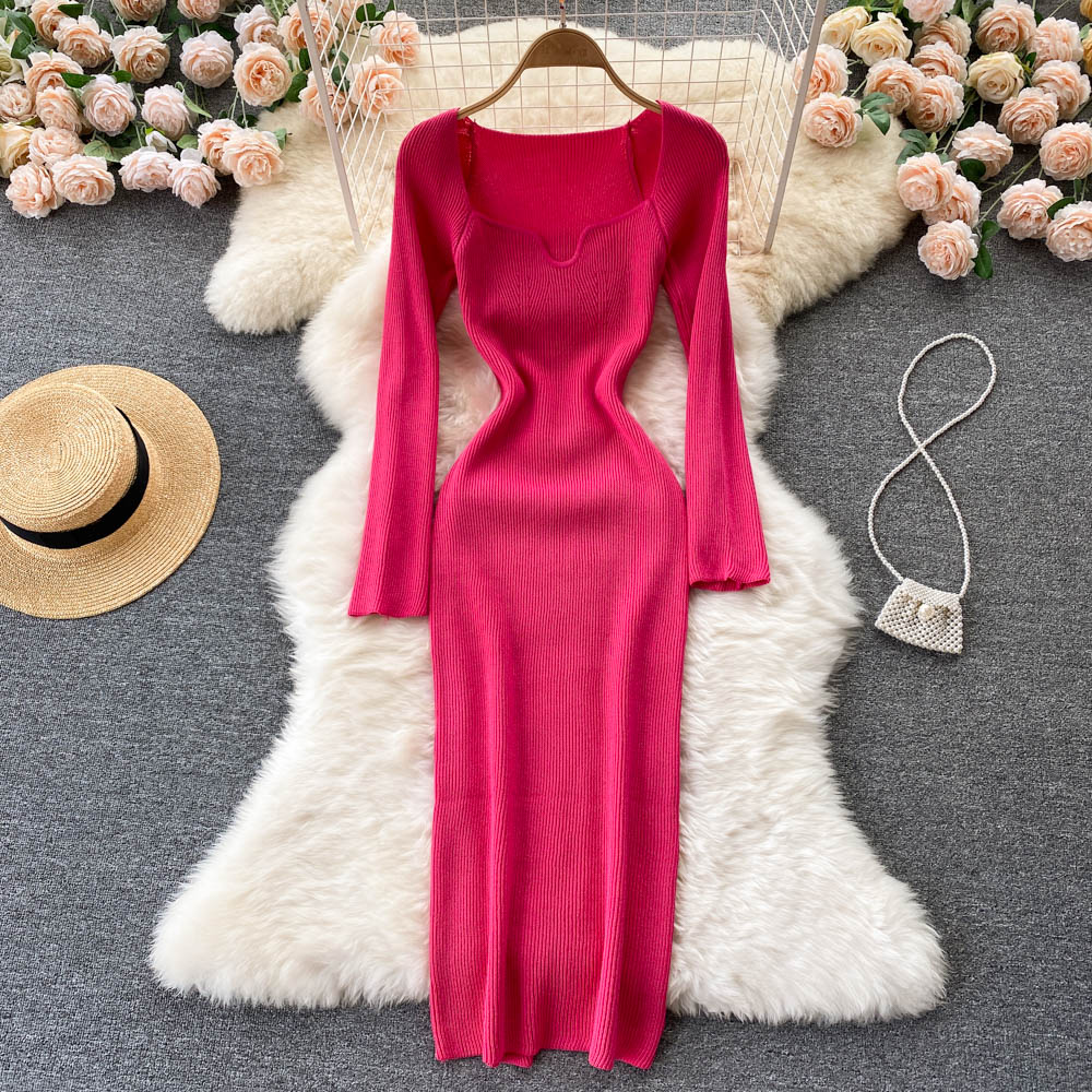 Fashionable Long Sleeve Knit Dress     S284