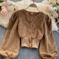 Stylish corduroy long sleeve top  S110