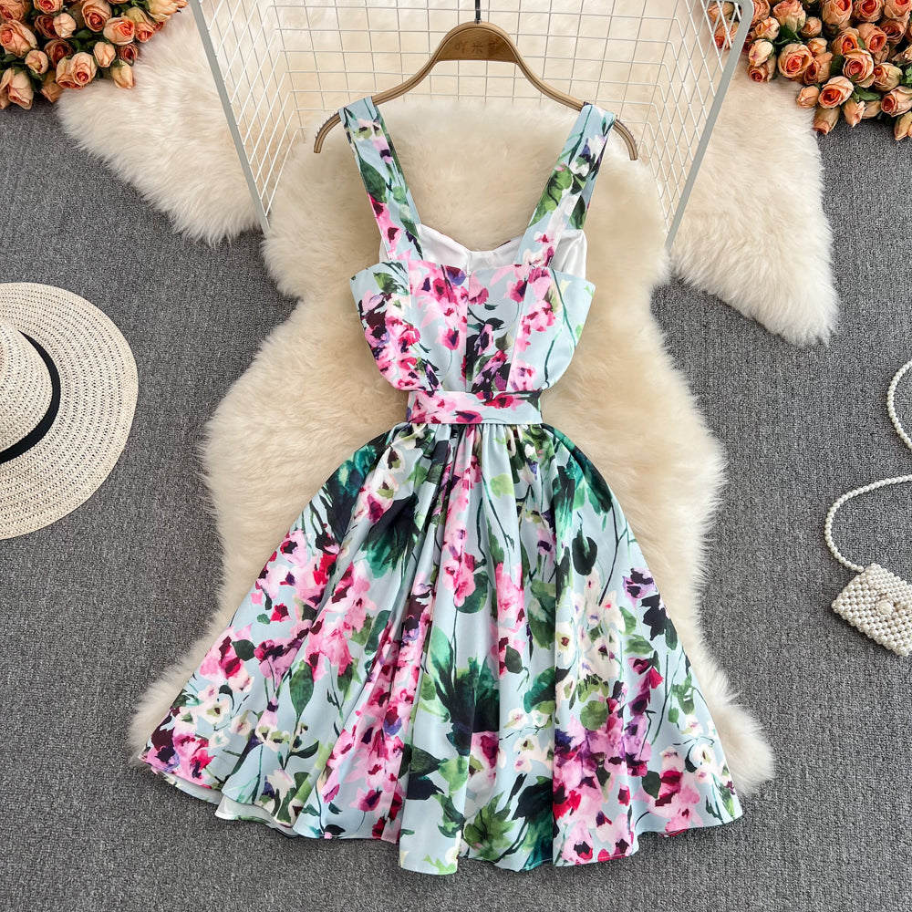 Cute A line floral dress fashion dress    S452