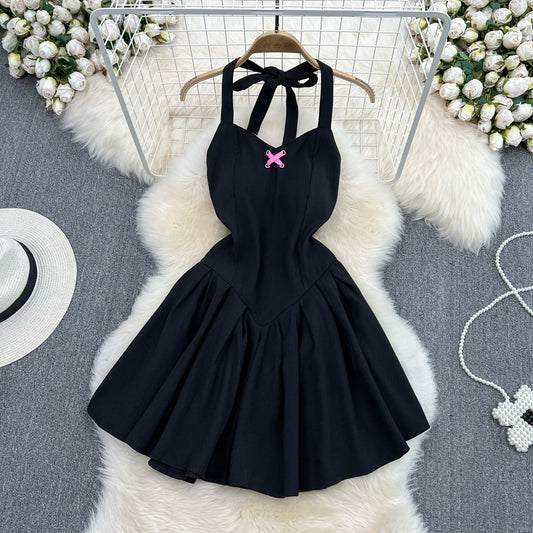 Black A line short dress fashion dress    S315