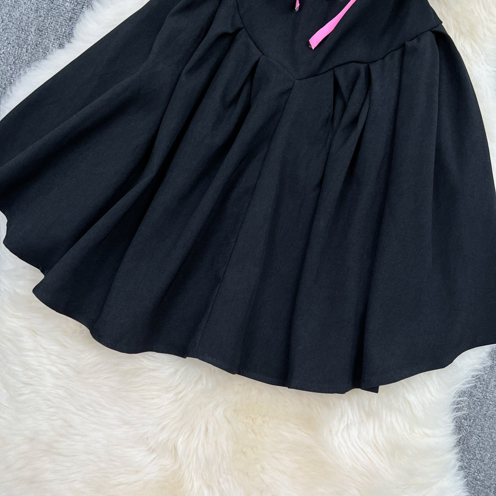 Black A line short dress fashion dress    S315