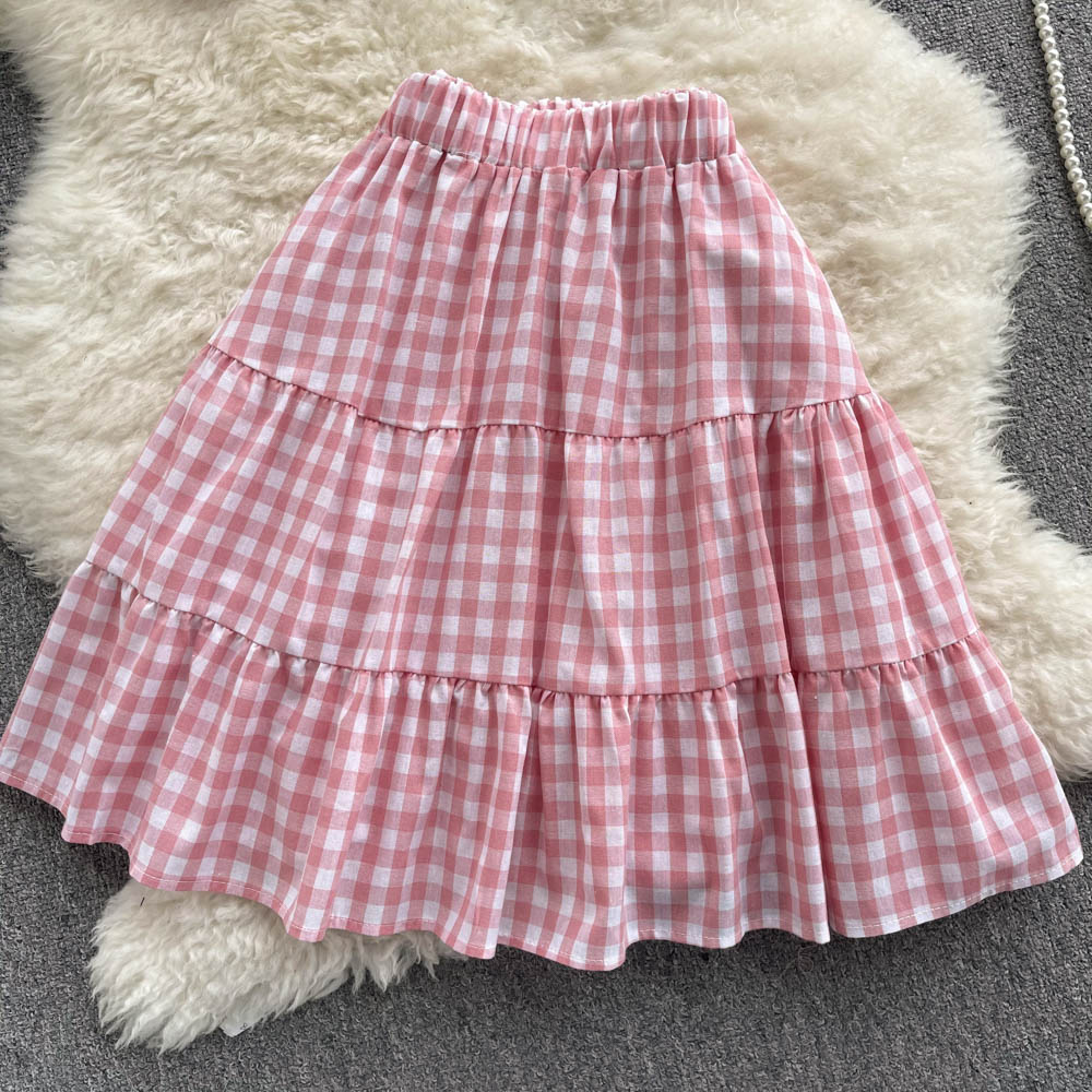 Cute Plaid Two Piece Dress A Line Fashion Dress     S458