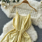 Yellow A-line short dress fashion dress    S303