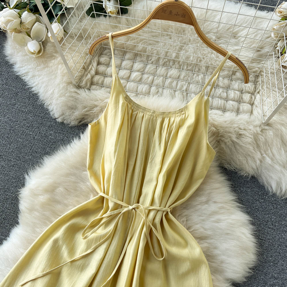 Yellow A-line short dress fashion dress    S303