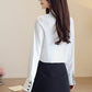 Cute Bow Knot White Long Sleeve Chiffon Blouse       S546